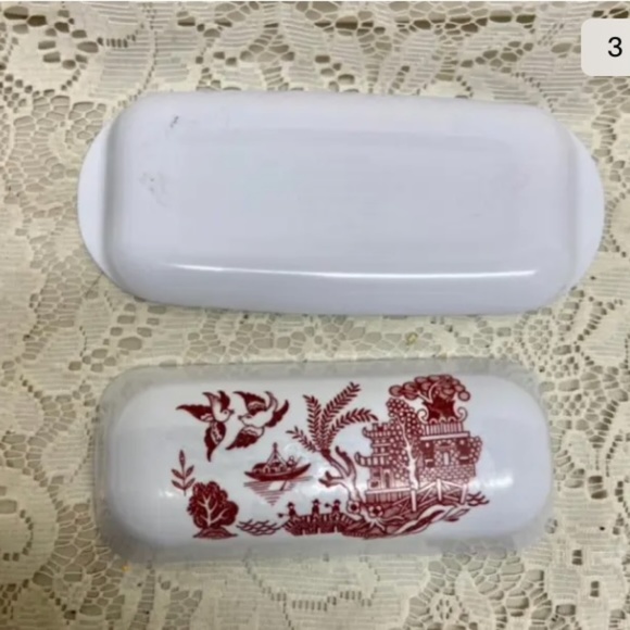 Red Willow Melamine Covered Butter Dish 7.5in L x 3.5in W x 2in H. - Picture 3 of 8